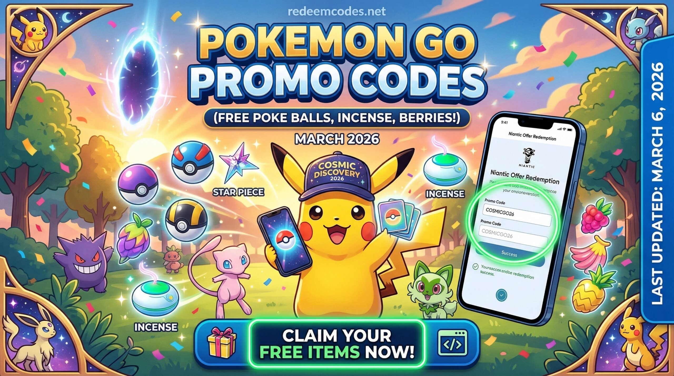 Pokemon GO Promo Codes (March 2026): Free Poke Balls, Incense, and Berries!