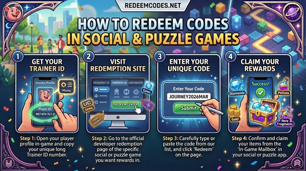 How to Redeem Codes in Social & Puzzle Games