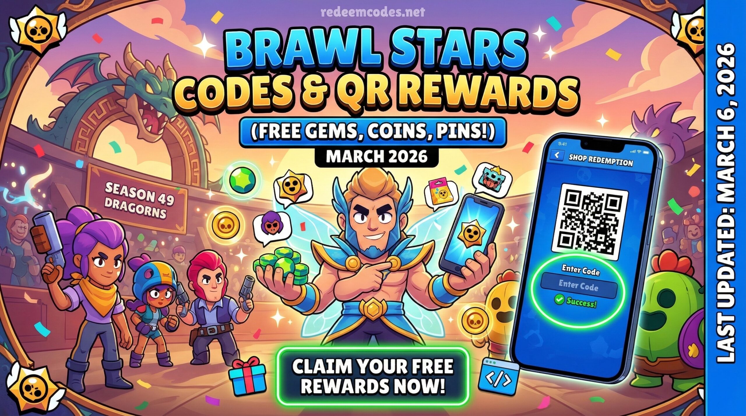 Brawl Stars Codes & QR Rewards (March 2026): Get Free Gems, Coins, and Pins!