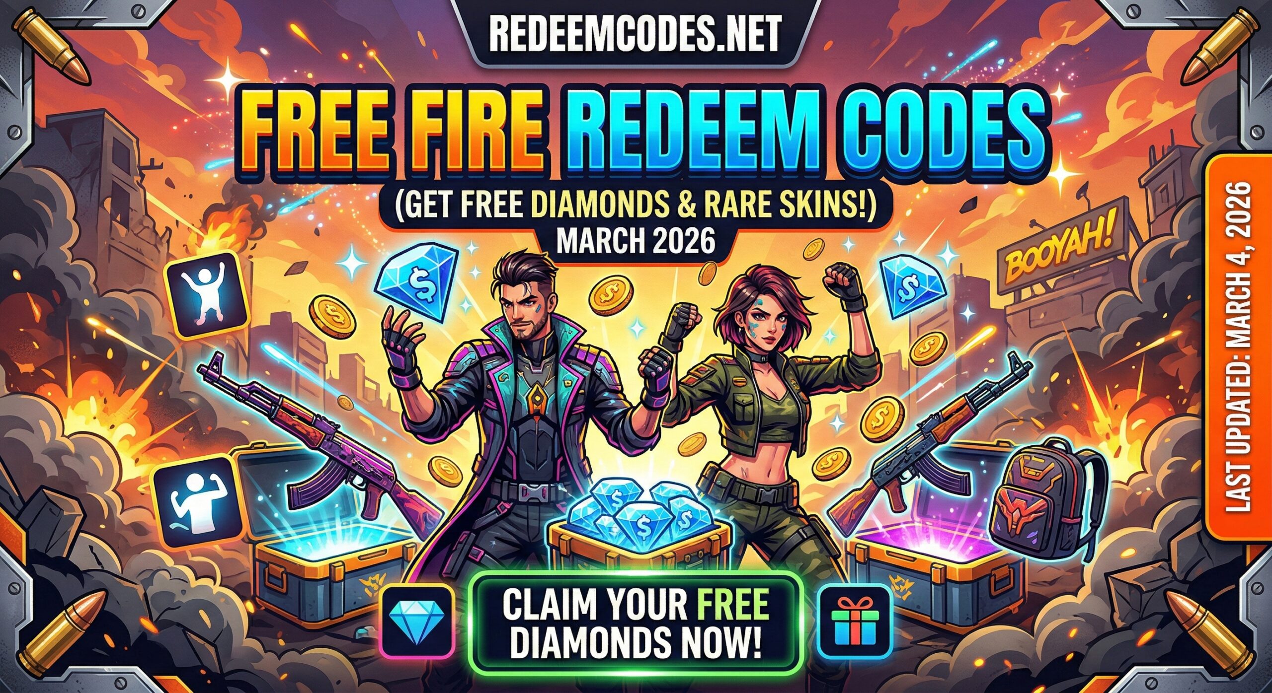 Free Fire Redeem Codes (March 2026): Get Free Diamonds and Rare Skins!