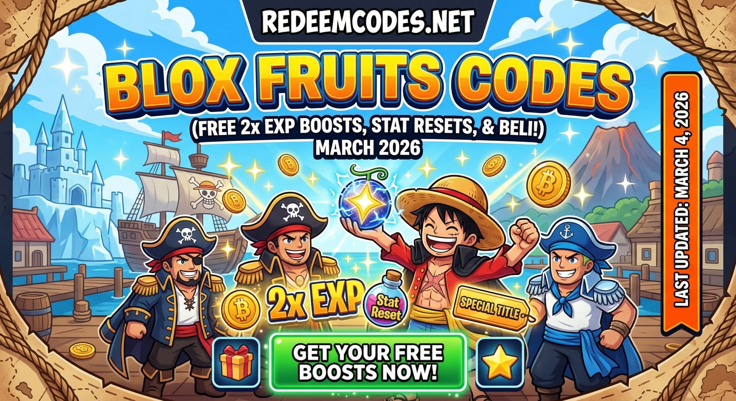 Blox Fruits Codes (March 2026): 2x EXP Boosts, Stat Resets, and Beli!
